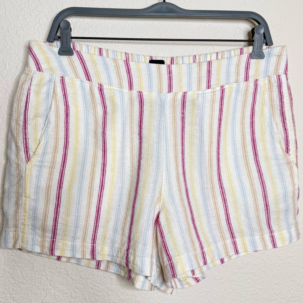 Gap Linen Blend Striped Shorts Size L Women’s Lightweight Summer Shorts Pockets